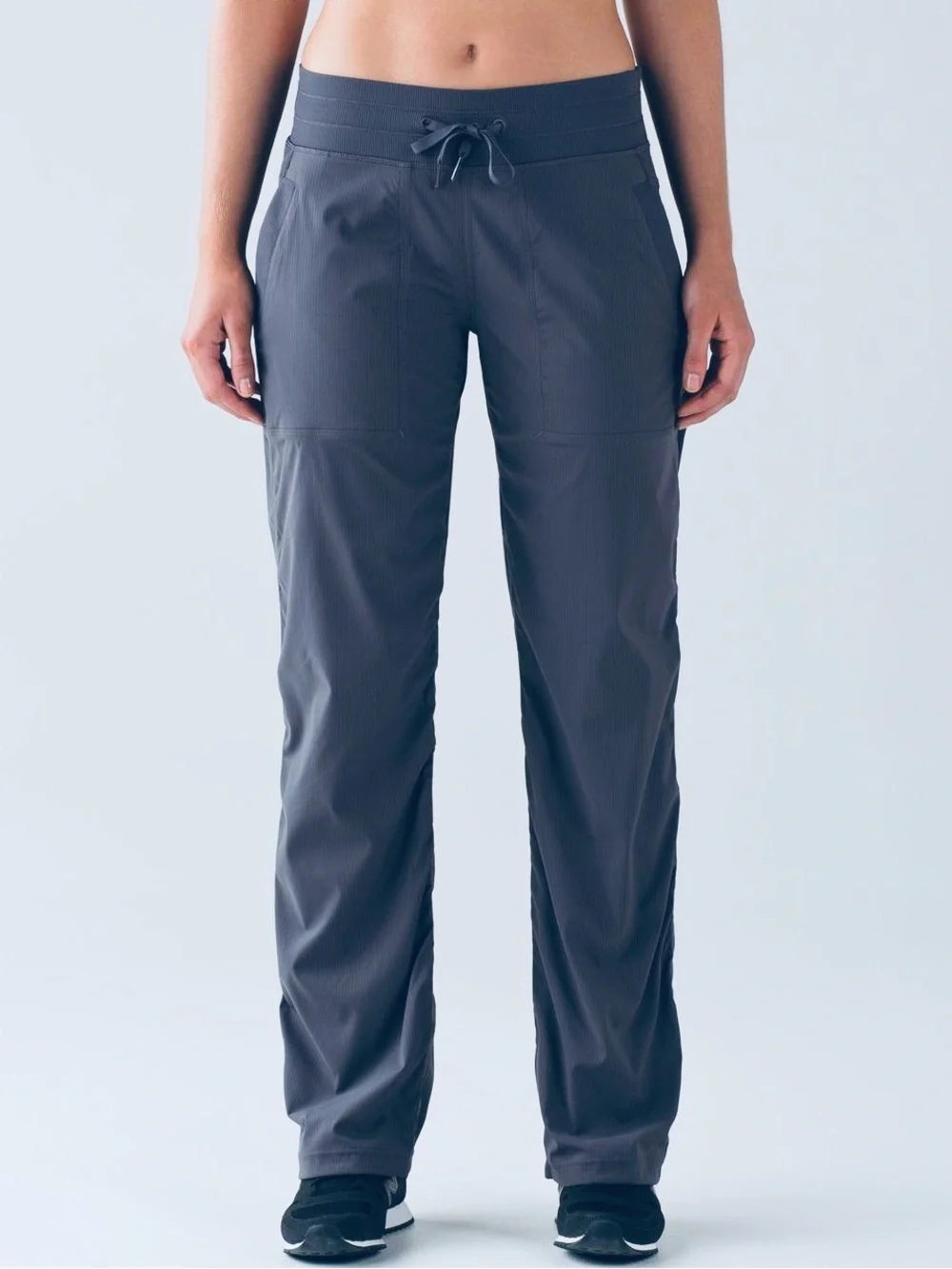 CHAMPION XL~CHARCOAL BLACK PINSTRIPED DANCE STUDIO SIDE POCKETS PANTS TIE WAIST